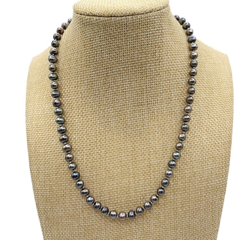 Genuine Black Freshwater Pearls Sterling Silver .925 Clasp 17" Long